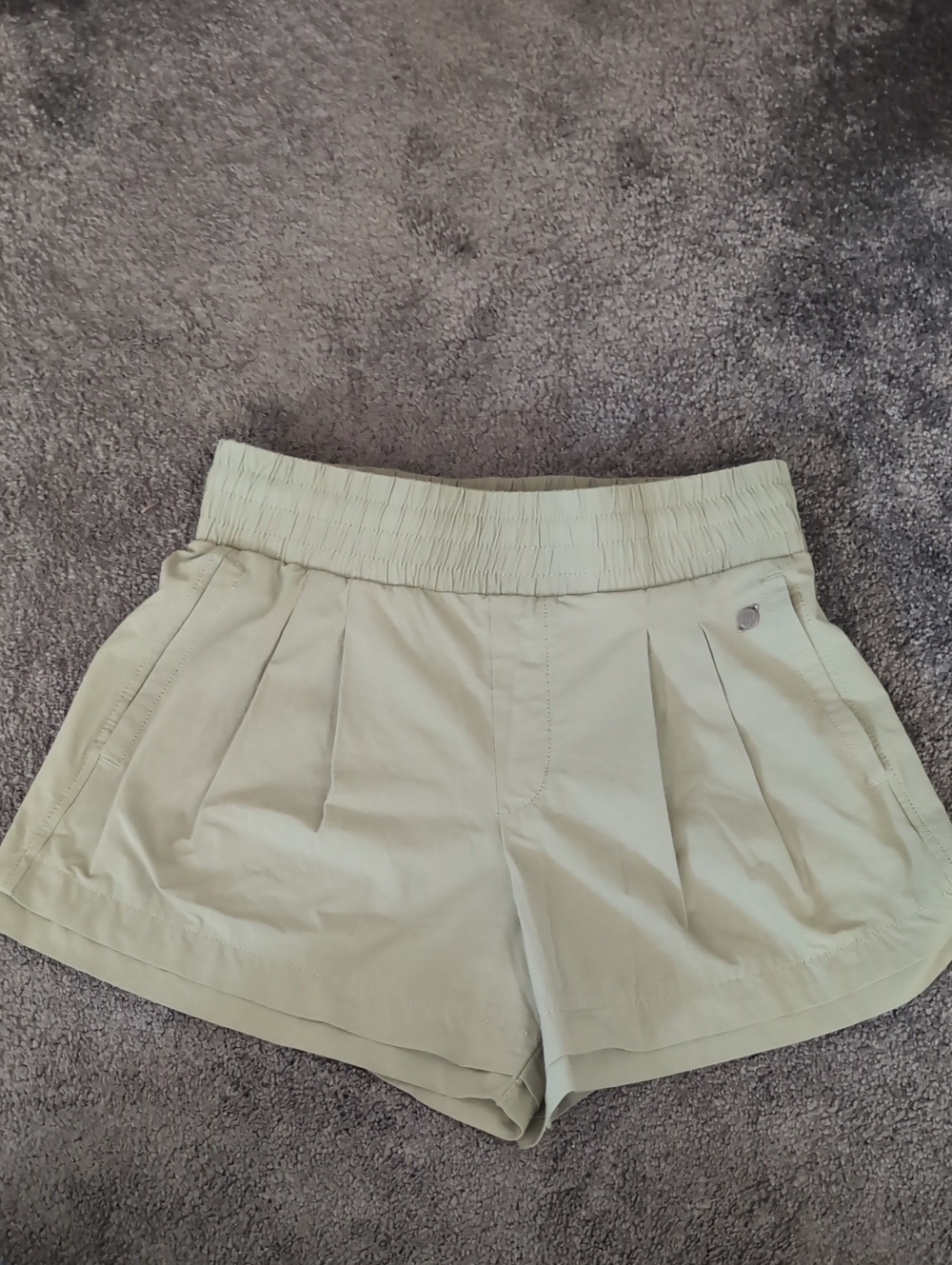 CALIA Light Sage High-Waist Pleated Shorts